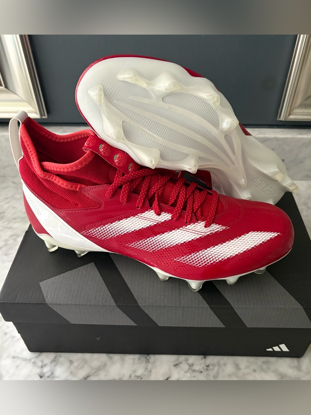 adidas Men's adizero Impact Speed Juice Football Cleats Red White Size 10.5